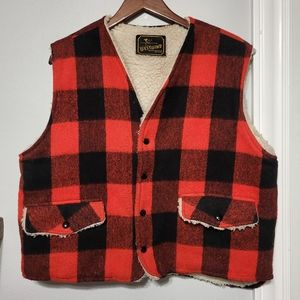 Westwind Sportswear Vintage Buffalo Plaid Sherpa Lined Vest Men's Size Large